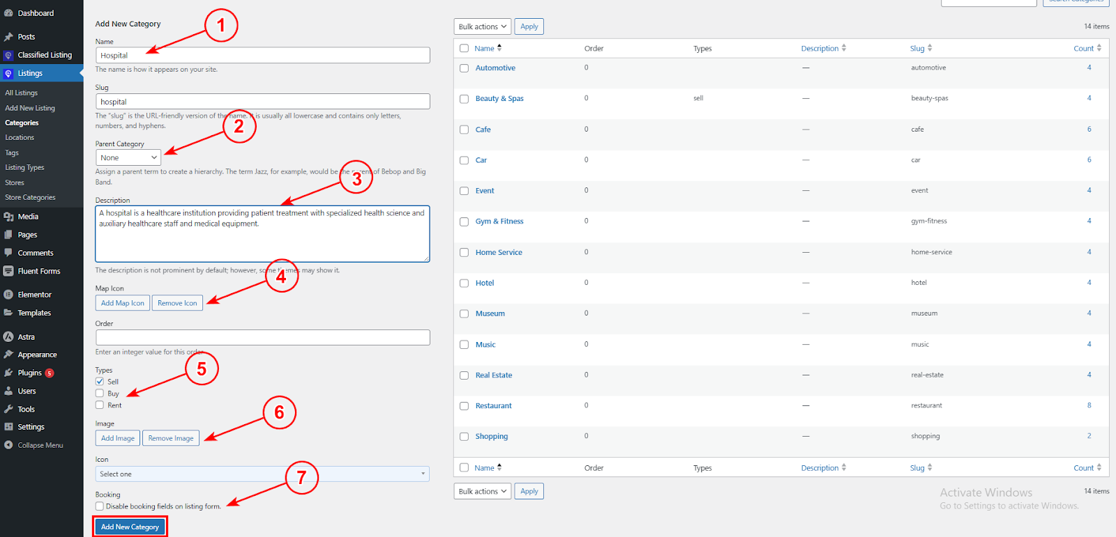 create categories