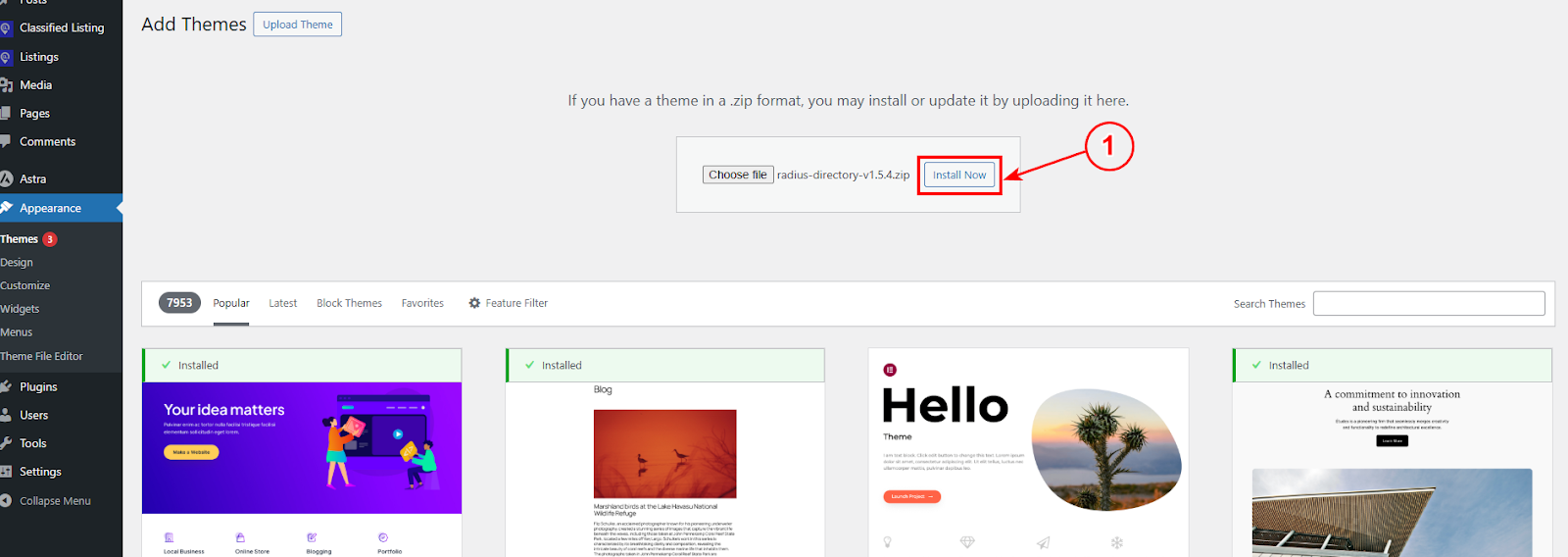 click install now