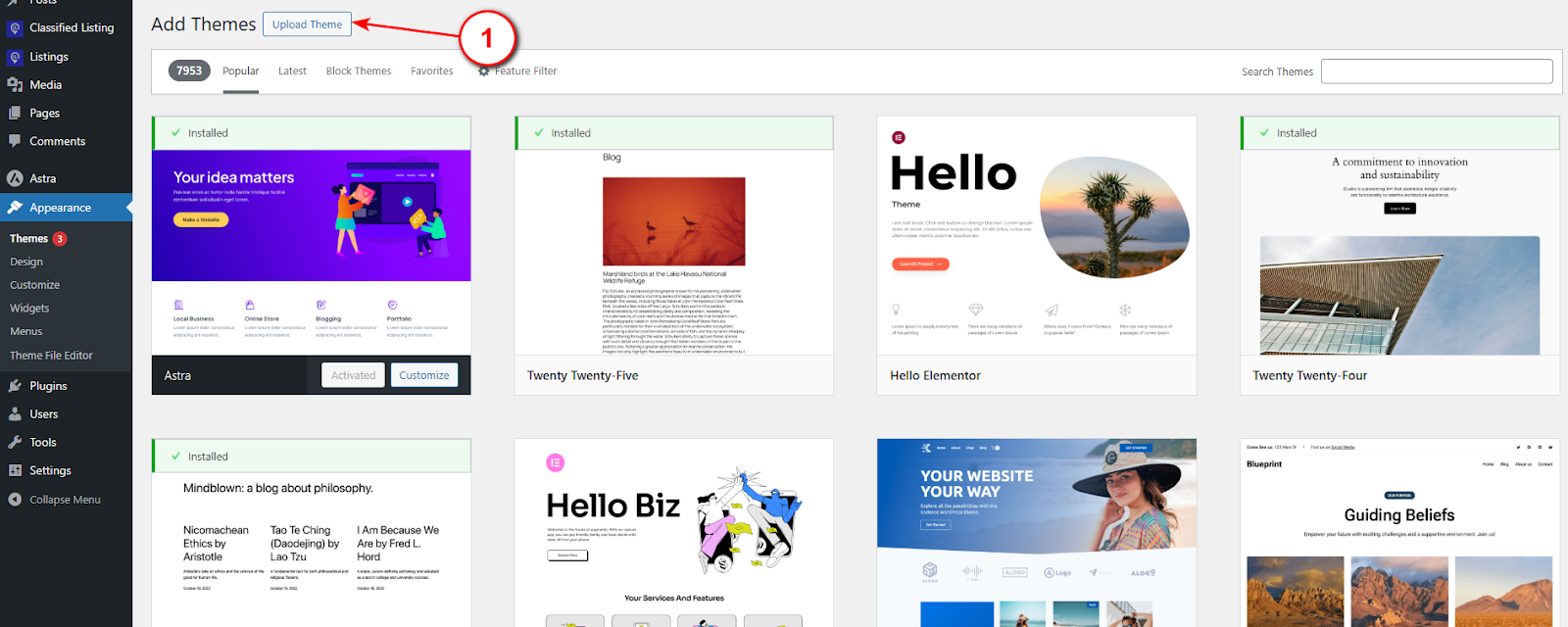 Upload theme