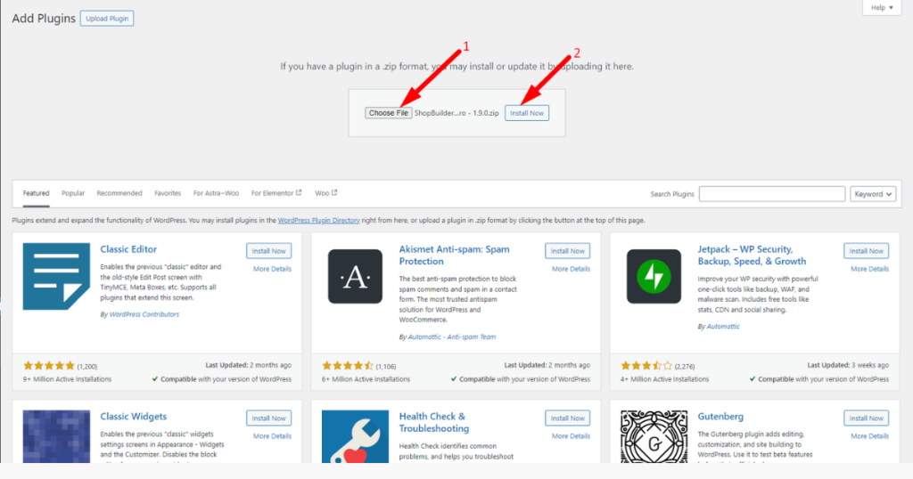 Upload and install ShopBuilder