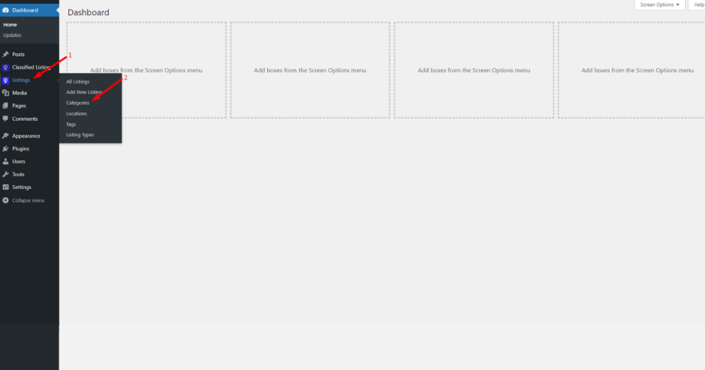 Go to listing categories