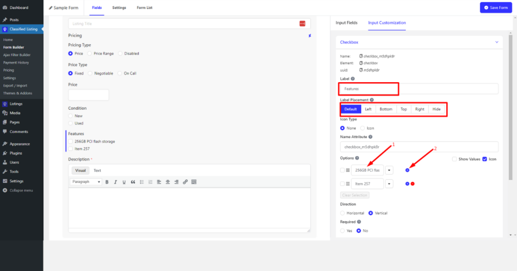 Customize the form builder
