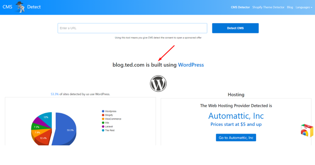 CMS Detect Search Result