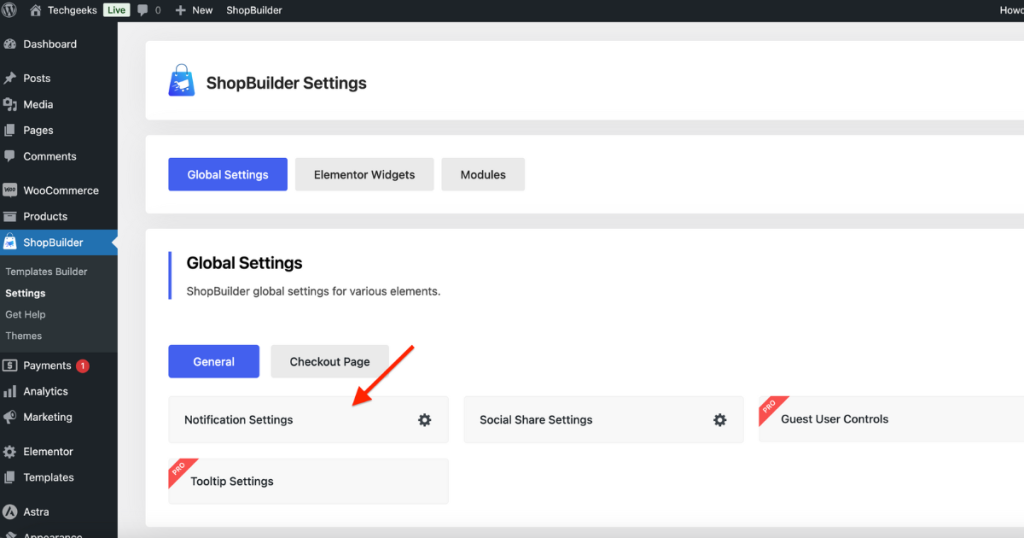 Click the Notification Settings option