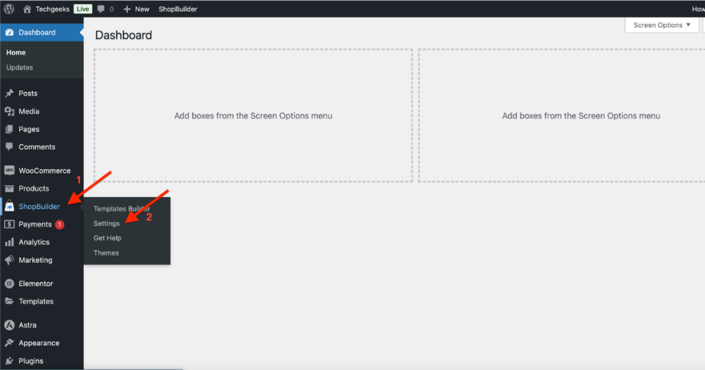 Go to ShopBuilder Settings
