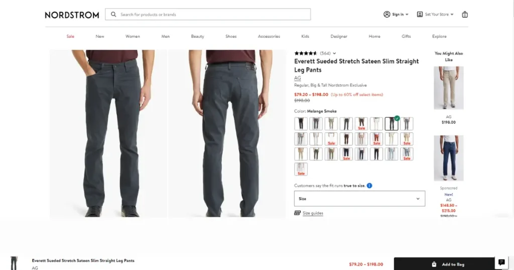 Nordstrom's product page