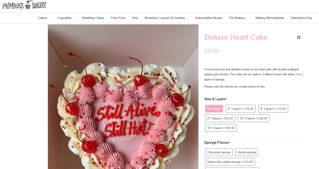 Primrose Bakery’s product page