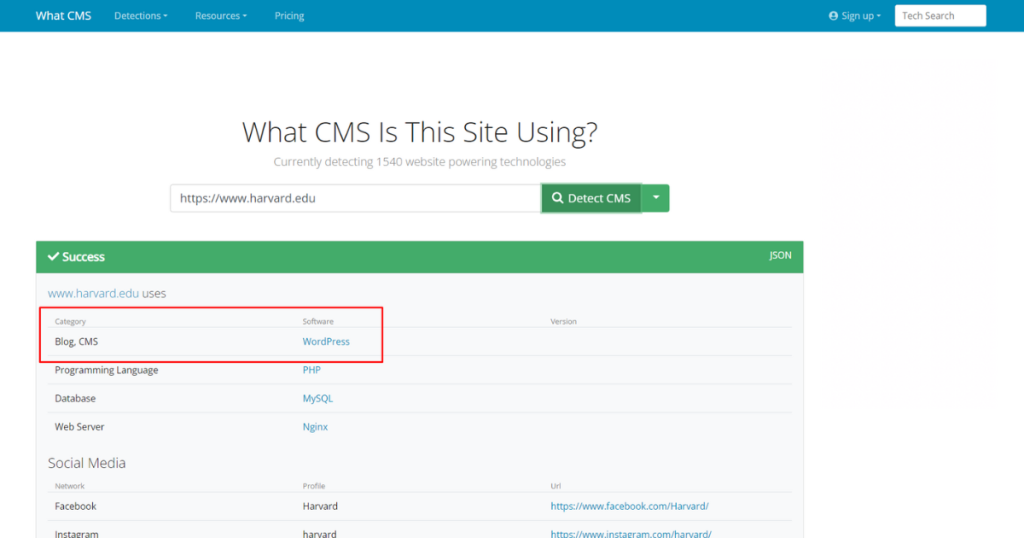 What CMS Search Result