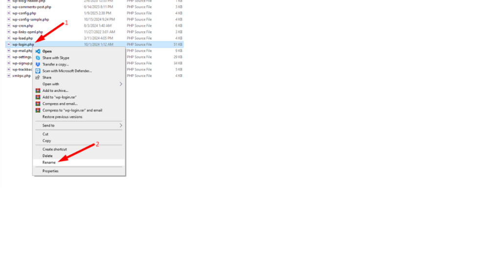 Rename the wp login file