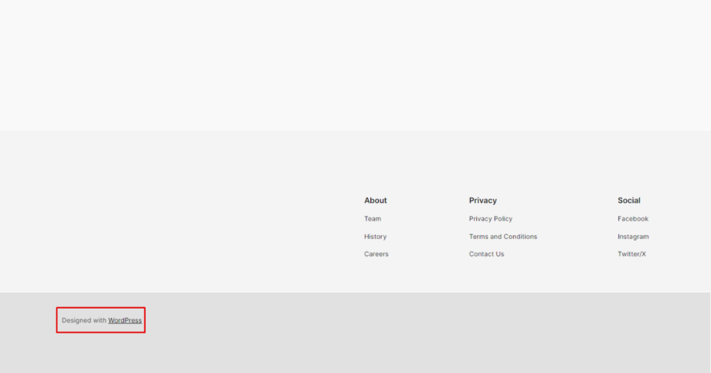WordPress Credits in Footer