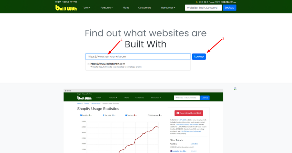 BuiltWith Homepage