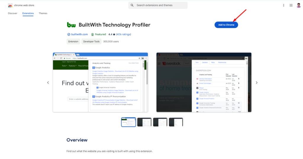 BuiltWith chrome addon