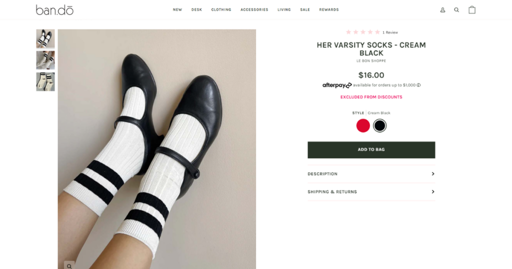 Ban.do’s product page