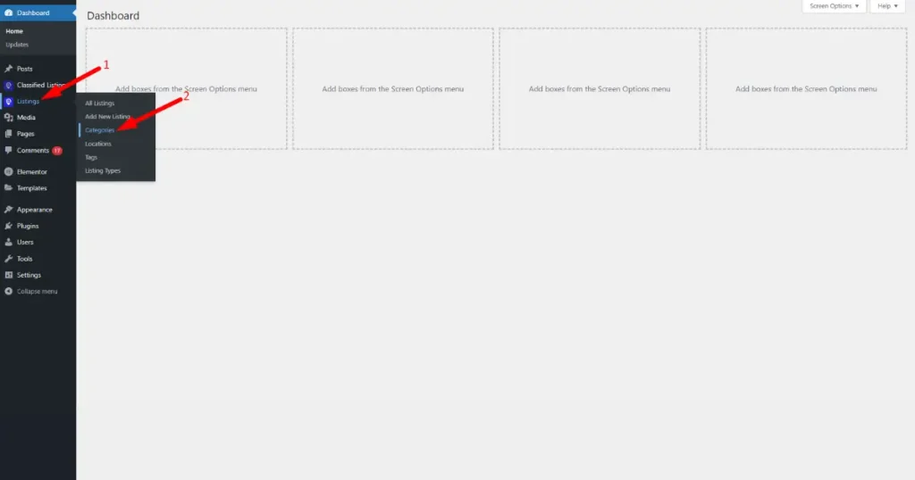 Go to listing categories