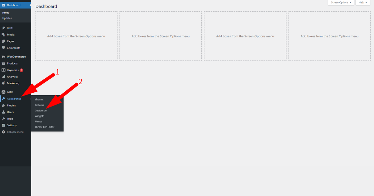 Go to theme customizer