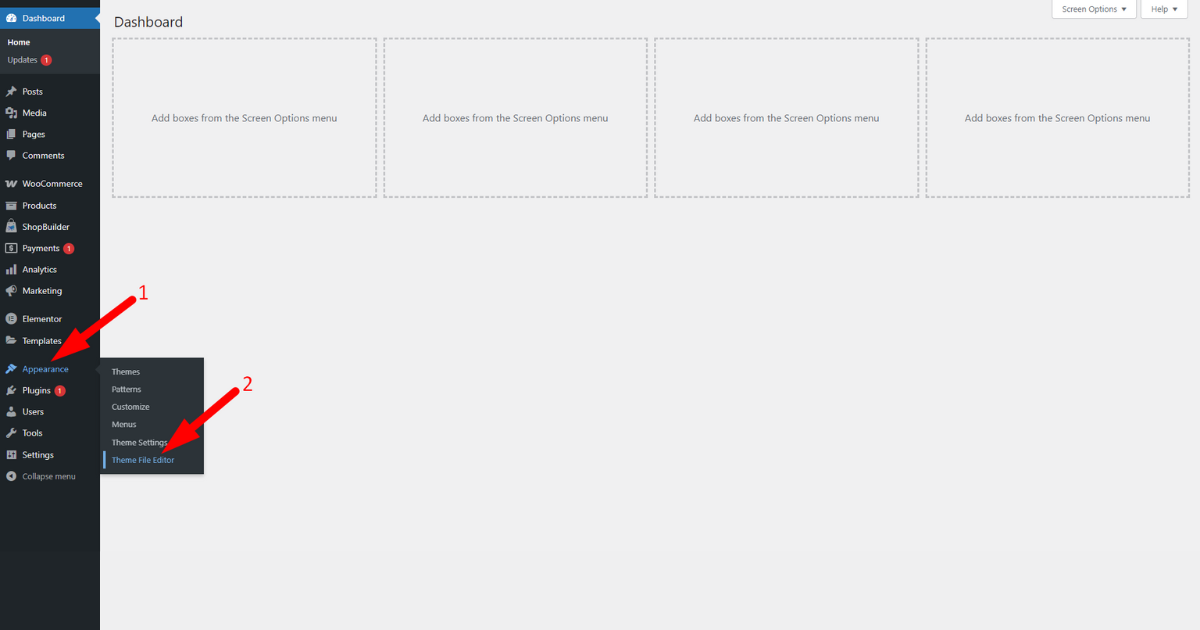 Go to theme file editor