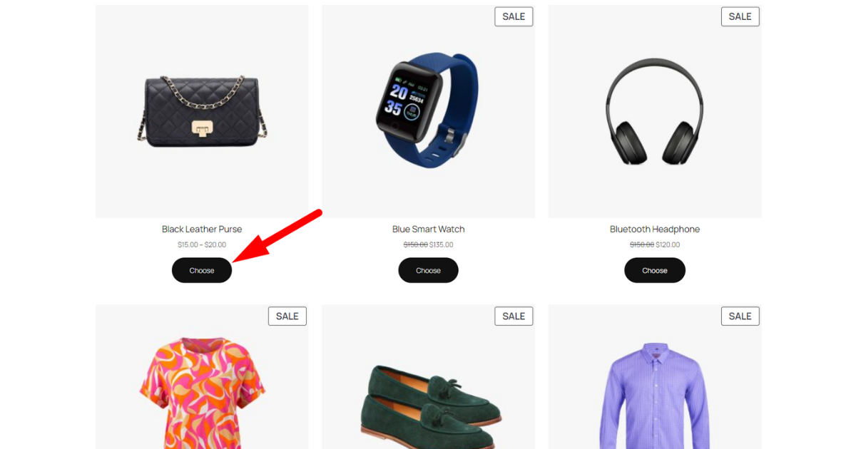 Screenshot of shop page after changing button text