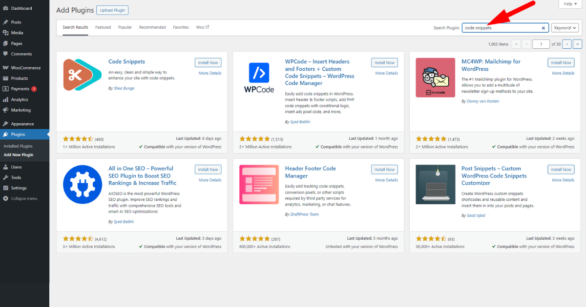 Search for code snippets