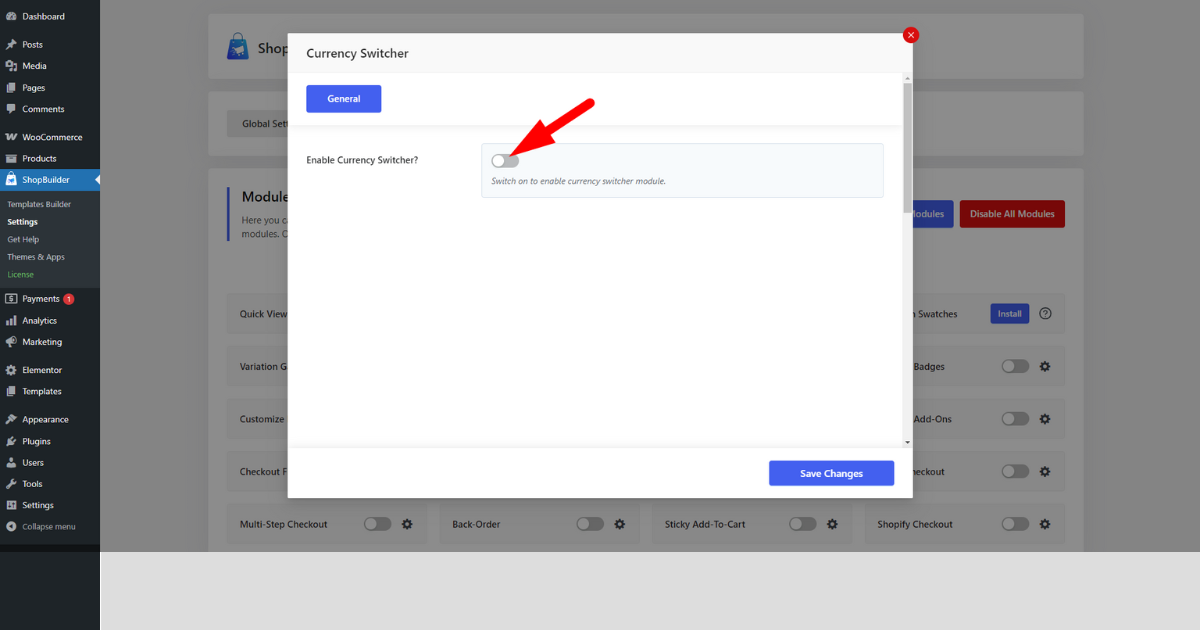 Enable currency switcher module