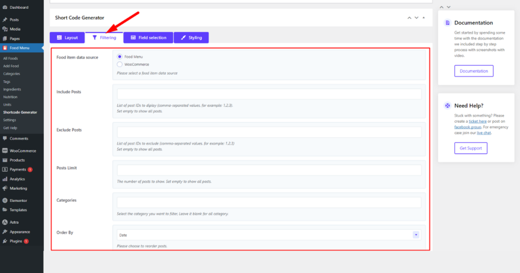 Explore the Filtering tab