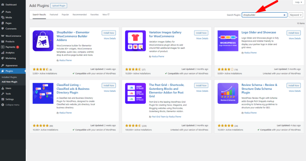 Search for ShopBuilder