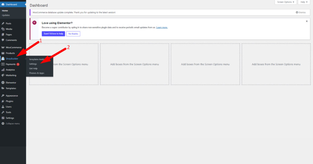 Go to Settings of ShopBuilder