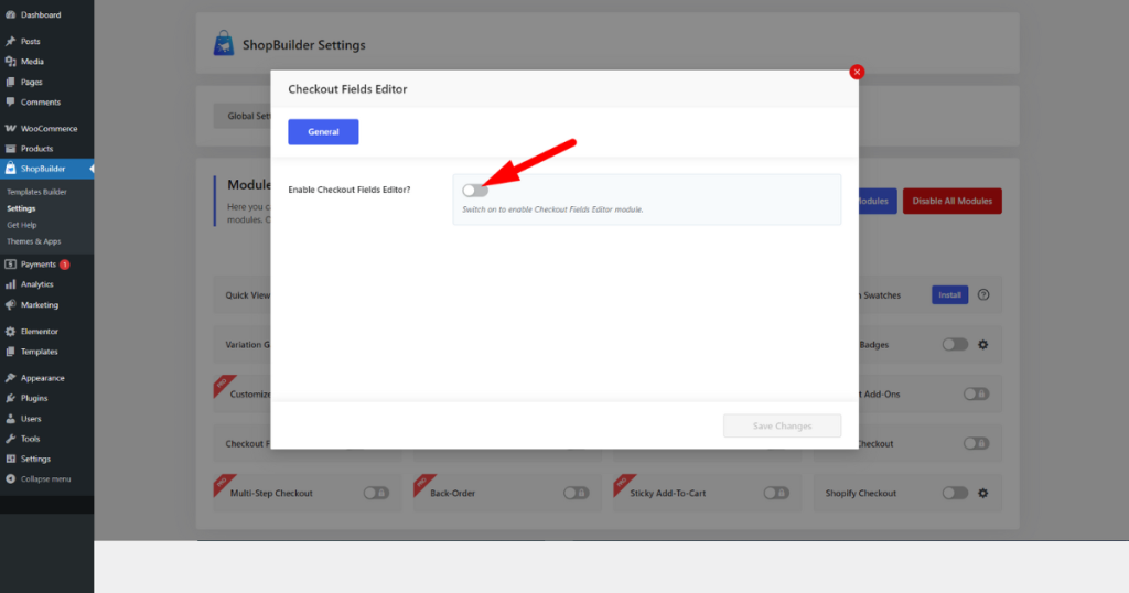 Enable checkout fields editor