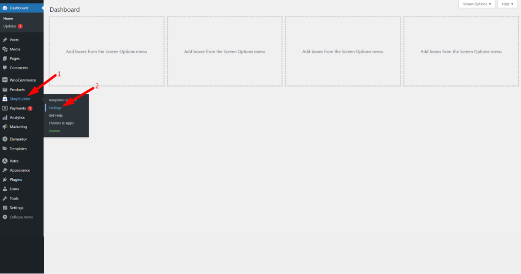 Go to Settings of ShopBuilder