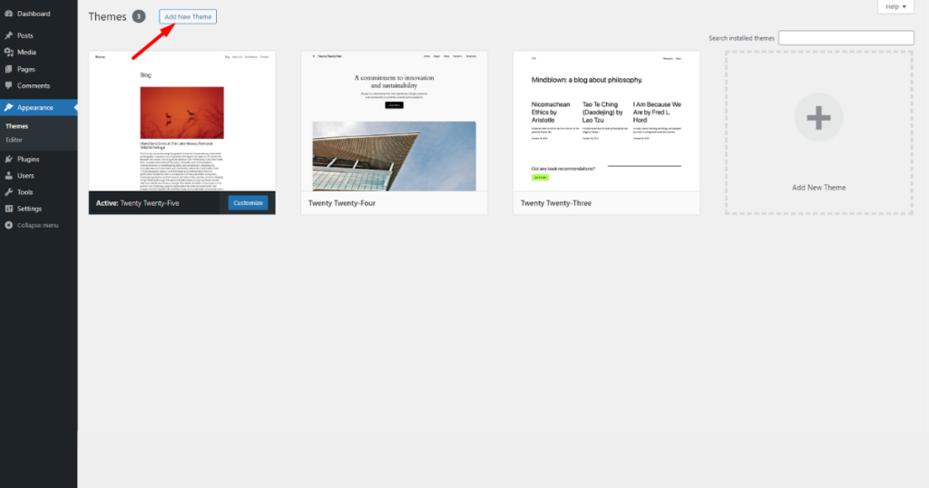 Click Add New Theme