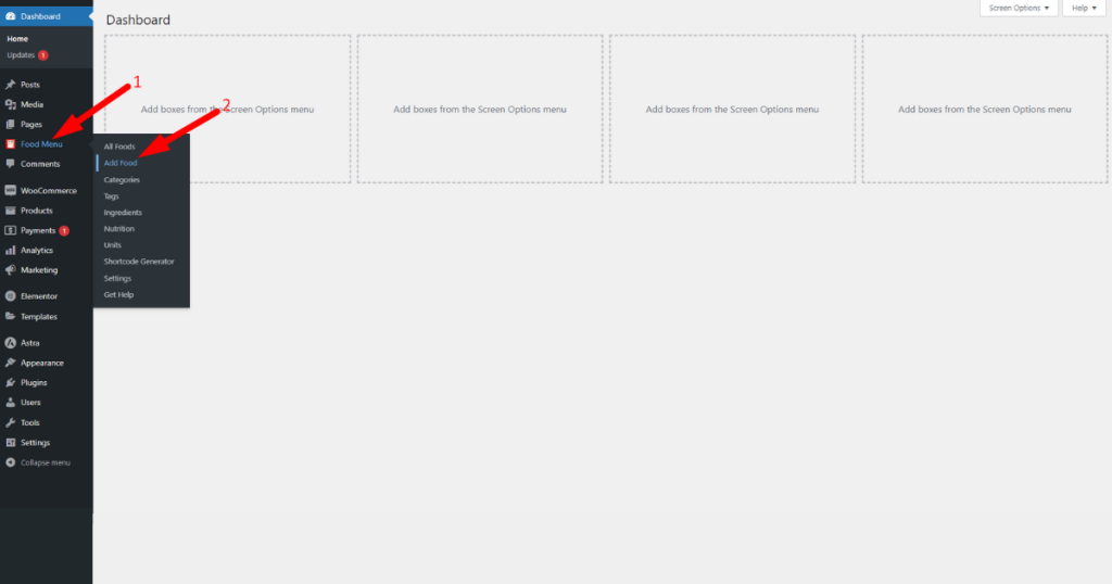 Click the Add Food menu