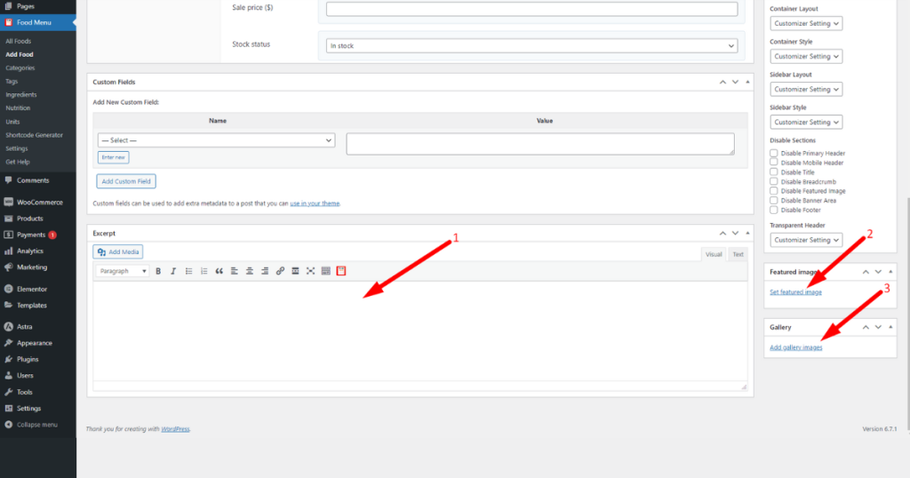 Add food excerpt data and images