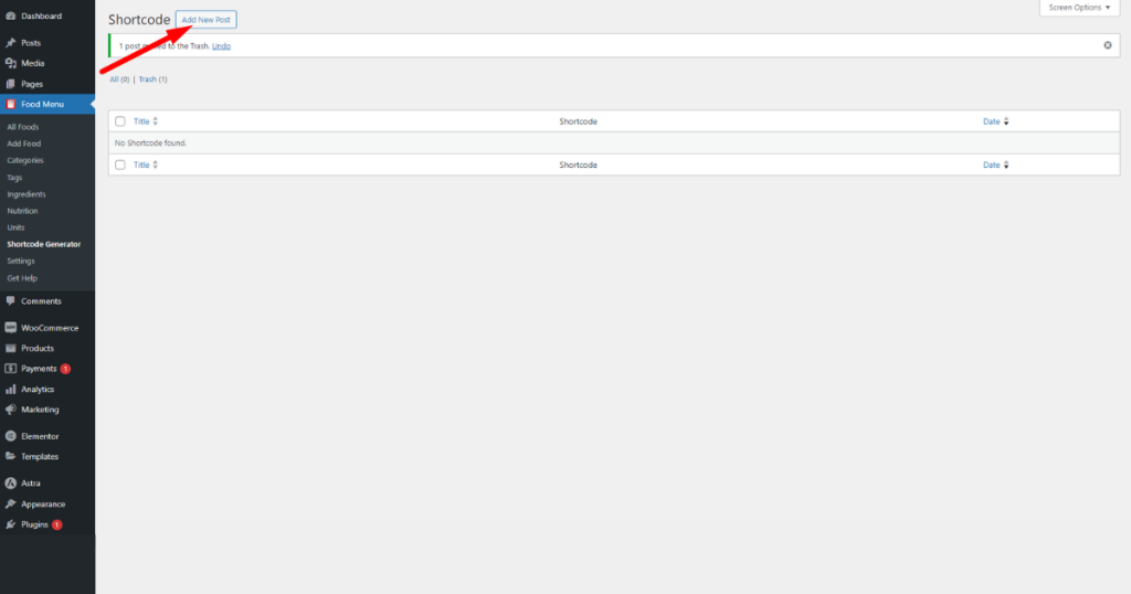 Click the add new post button