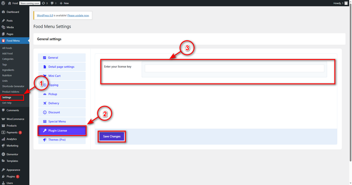 Enter License Key Settings