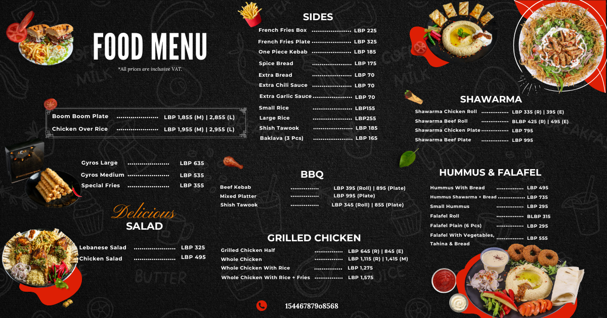 Creative Restaurant Menu Example