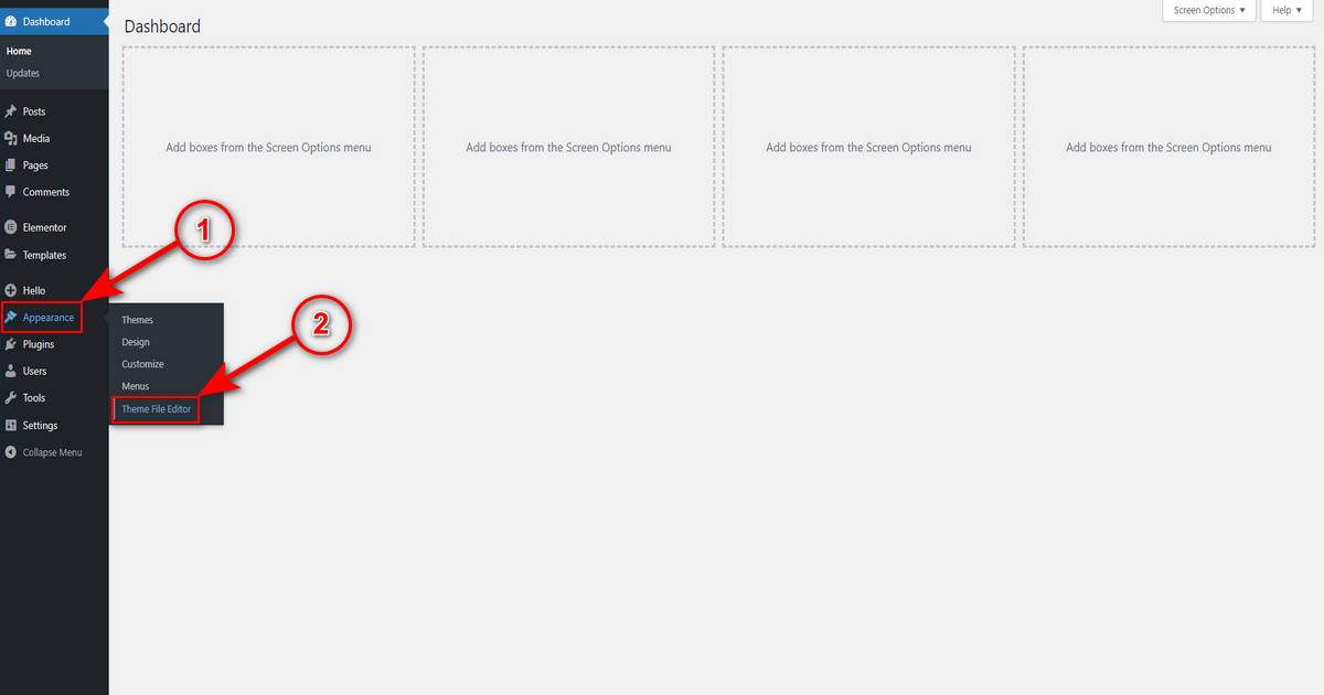 go to theme file editor