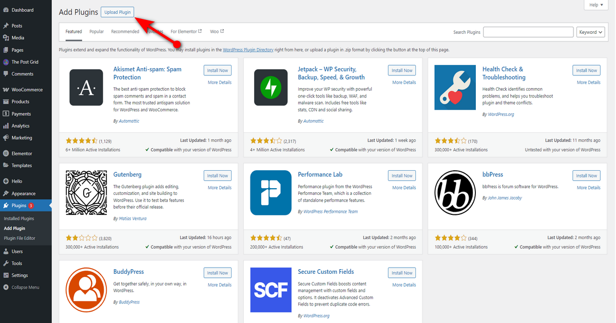 Click upload plugin button
