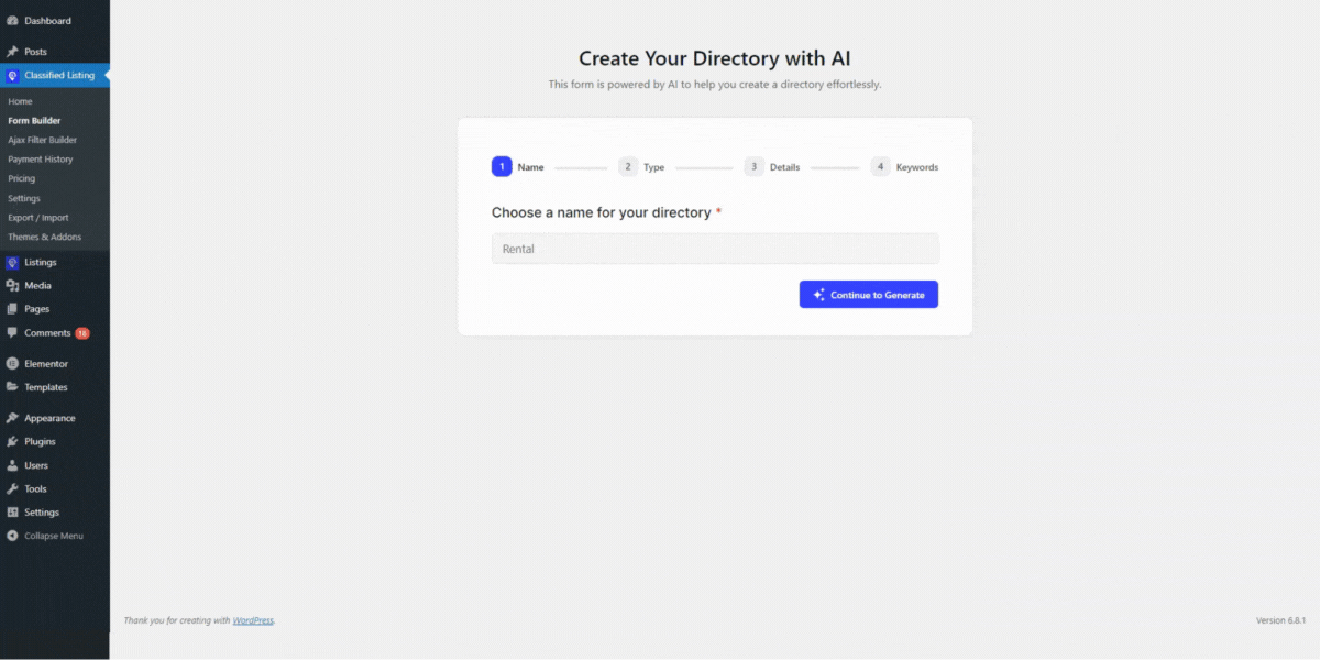 Create a form with AI