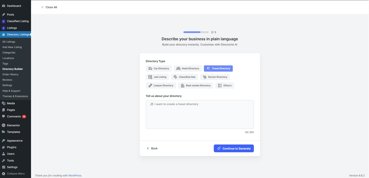 AI directory creation of directorist