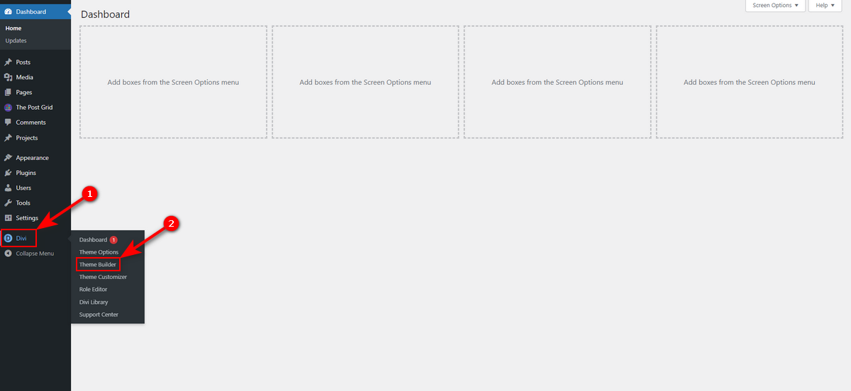 Go to Divi Theme Builder