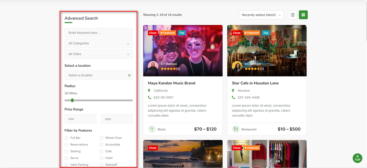 Classified Listing Search and Filtering