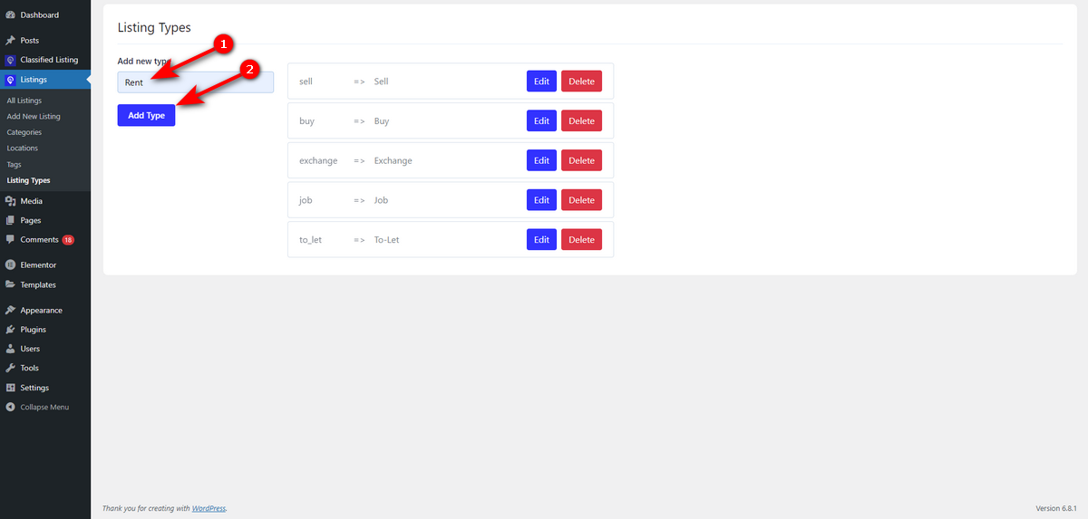 Build a listing type