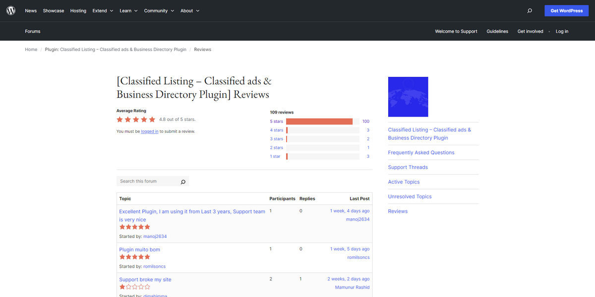 Classified Listing Reviews