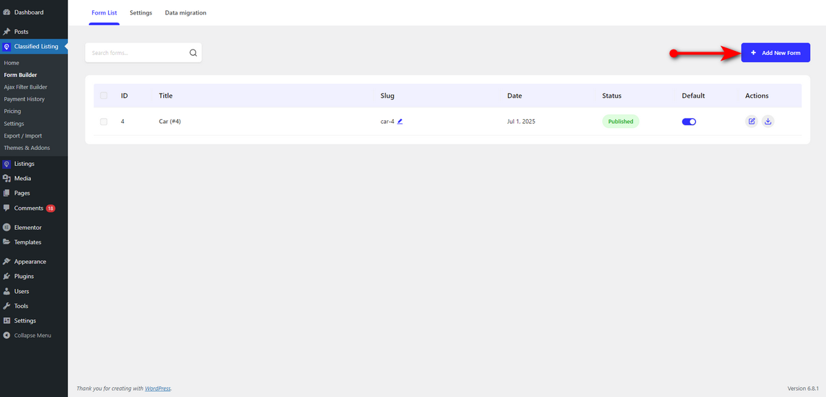 Click Add New Form button of AI Form Builder