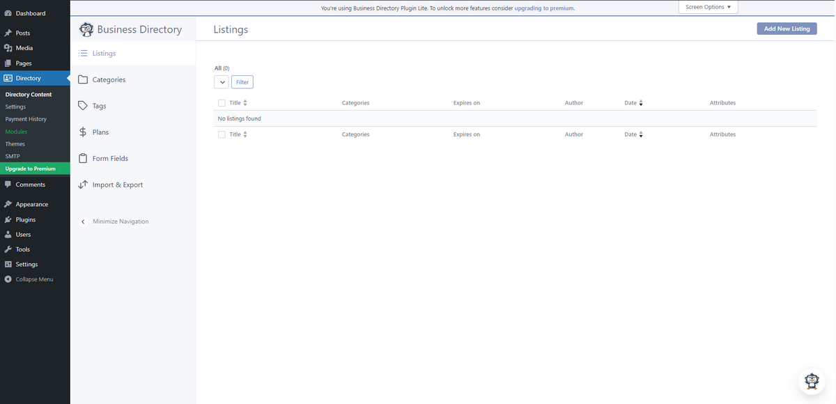 Business Directory User Interface