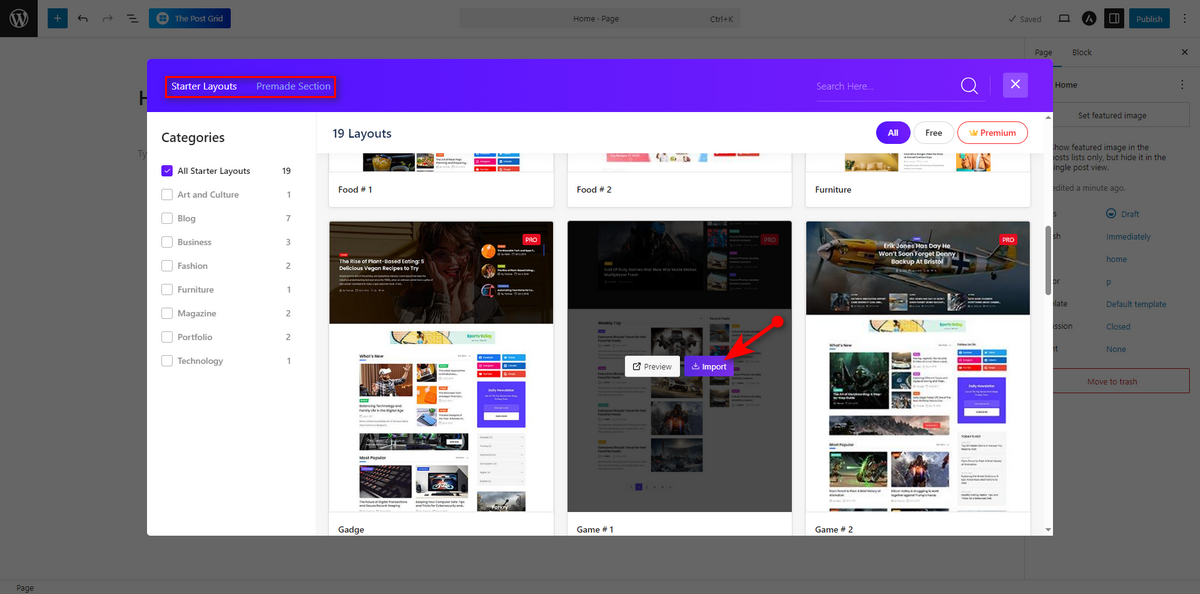 import layout