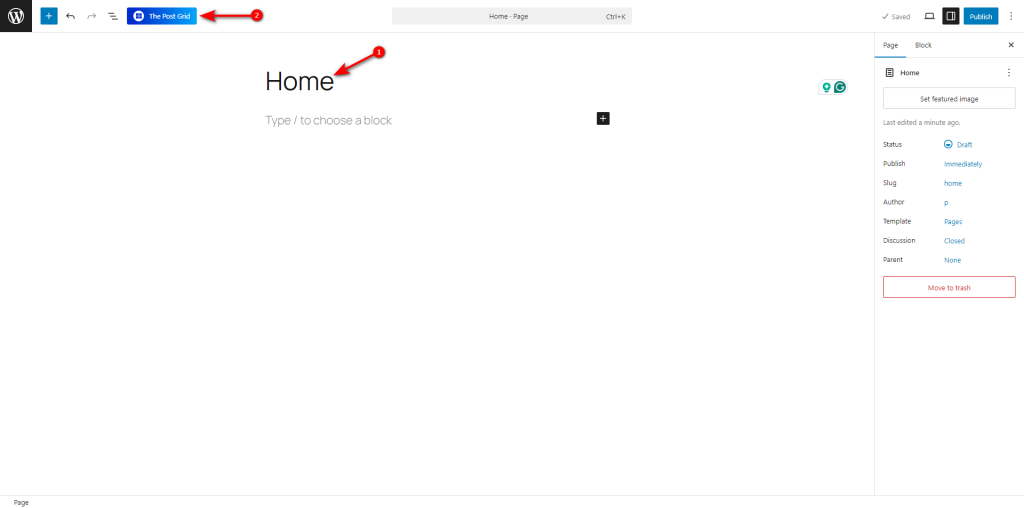 click on The Post Grid button