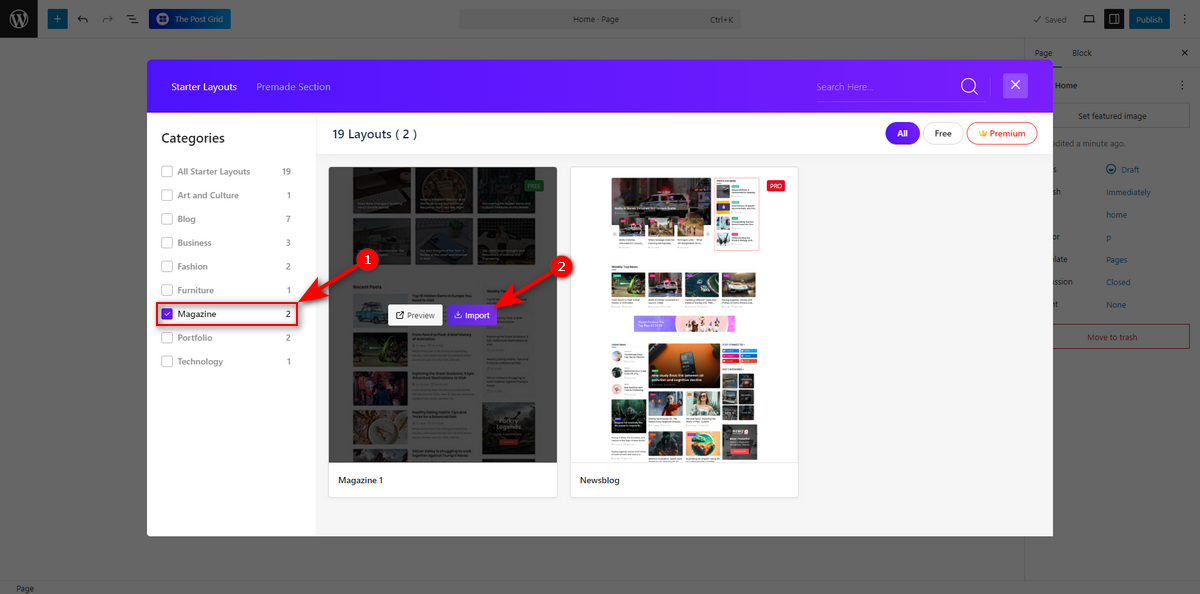 click on import