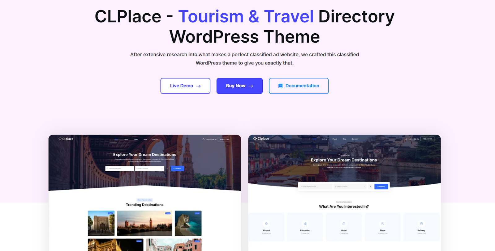 CLPlace - Tourism & Travel Directory WordPress theme