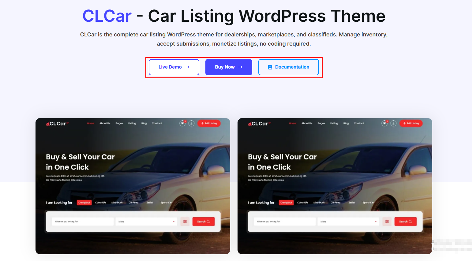 CLCar - Car listing WordPress Theme