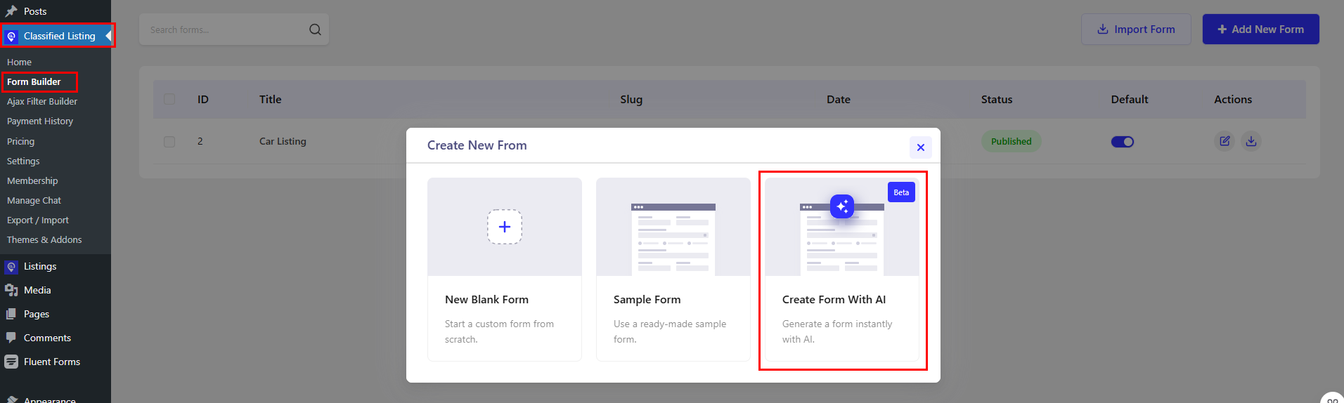 create form with AI
